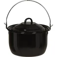 Progarden Ambiance Poêle en émail avec couvercle pour BBQ Ø 20 cm 3,3 litres Noir