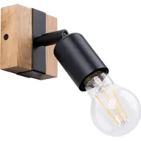 Sollux Applique ZUCA noir 1xE27 15W acier/bois 11x8x14cm