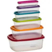 Big Buy Cooking Lot de 6 boîtes alimentaires empilables en plastique - Multicolore - L 25,5 x l 19,9 x H 9 cm
