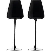 Intirilife 2x verre à vin au design moderne en noir - capacité de remplissage 500 ml - vin blanc verre à vin rouge calice résistant au lave-vaisselle verre cristal antichoc