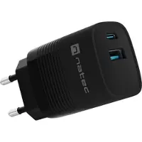 Natec Ribera Gan 30w Usb-a And Usb-c Wall Charger Noir