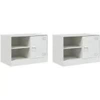 vidaXL Armoires TV 2 pcs. Blanc 67x39x44 cm Acier