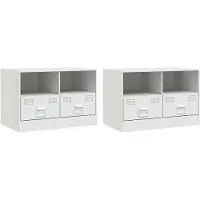 vidaXL Armoires TV 2 pcs. Blanc 67x39x44 cm Acier