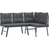 vidaXL Bancs de jardin avec coussins lot de 2 acier enduit de poudre