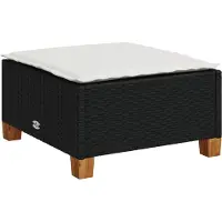 vidaXL Tabouret de jardin et coussin noir 63,5x56x32 cm résine tressée