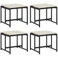 vidaXL Tabourets de jardin avec coussins lot de 4 noir résine tressée