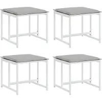 vidaXL Tabourets de jardin avec coussins 4pcs blanc acier et textilène