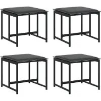 vidaXL Tabourets de jardin avec coussins lot de 4 noir acier/textilène