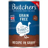 Butcher's Original Recipe in Gravy, aliments pour chiens, morceaux de dinde en sauce 24 x 400g