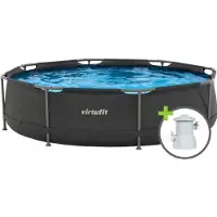 VirtuFit - Piscine ronde - Ø 305 x 76 cm - Anthracite - Inclut une pompe à filtre