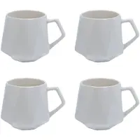Intirilife 4x Tasse À Café Avec Finition Raffinée En Blanc D'une Contenance De 350 Ml - 13x10.5x9.2 Cm - Tasse À Thé, Tasse À Anse, Gobelet Pour Le Café, Le Thé, Le Lait, Le Cacao Et Bien Plus Encore