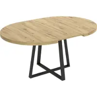 You do it Table ronde à rallonges DUNA pour 4 à 6 personnes -Reproduction chêne - 110 x 110/152 x hauteur 77 cm