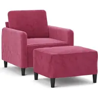 vidaXL Fauteuil avec pouf vin rouge 60 cm velours