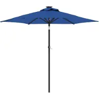 vidaXL Parasol avec LED et mât en acier bleu azur 225x225x212 cm