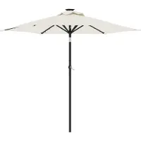 vidaXL Parasol avec LED et mât en acier blanc 225x225x212 cm