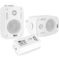 Power Dynamics Aussenlautsprecher - BT10 -Verstärker mit Bluetooth und 3 " weissen Lautsprechern (Passif), Haut-parleur PA, Blanc