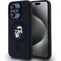 Karl Lagerfeld Coque MagSafe Karl & Choupette noire pour iPhone 15 Pro