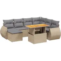 vidaXL Ensemble de jardin canapé 8 pièces avec coussins Beige Poly Rattan