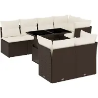 vidaXL Ensemble de jardin canapé 8 pièces avec coussins Marron Poly rotin