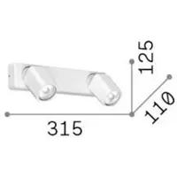 Ideal Lux 321509 RUDY Projecteur mural/spot 2xGU10 noir