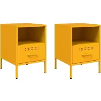 vidaXL Tables de chevet 2 pcs jaune moutarde 36x39x50,5 cm acier