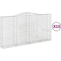 vidaXL Gabions avec arc surélevé 15pcs 400x50x200/220cm Fer galvanisé