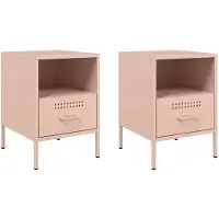 vidaXL Tables de chevet 2 pcs rose 36x39x50,5 cm acier