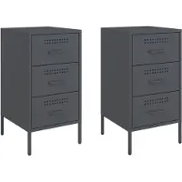vidaXL Table de chevet 2 pcs anthracite 36x39x68 cm acier