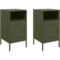 vidaXL Tables de chevet 2 pcs vert olive 36x39x68 cm acier