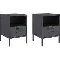 vidaXL Tables de chevet 2 pcs anthracite 36x39x50,5 cm acier