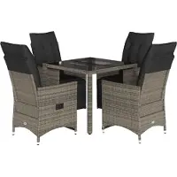 vidaXL Ensemble de jardin bistrot 5 pièces avec coussins Gris Poly rotin