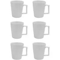 Intirilife 6x Tasse À Café En Blanc D'une Contenance De 400 Ml - 12.5 X 7.1 / 9.4 X 10.5 Cm - Tasse À Thé Avec Motif Cannelé, Tasse Avec Anse, Gobelet Pour Café, Thé, Lait Et Bien Plus Encore
