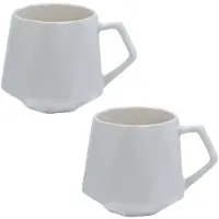 Intirilife 2x Tasse À Café Avec Finition Raffinée En Blanc D'une Contenance De 350 Ml - 13x10.5x9.2 Cm - Tasse À Thé, Tasse À Anse, Gobelet Pour Le Café, Le Thé, Le Lait, Le Cacao Et Bien Plus Encore