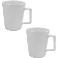 Intirilife 2x Tasse À Café En Blanc D'une Contenance De 400 Ml - 12.5 X 7.1 / 9.4 X 10.5 Cm - Tasse À Thé Avec Motif Cannelé, Tasse Avec Anse, Gobelet Pour Café, Thé, Lait Et Bien Plus Encore
