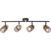 Brilliant Lampe Santy tube spot 4flg noir/naturel marron 4x D45, E14, 42 W