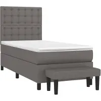 vidaXL Lit boxspring avec matelas Gris 100x200 cm similicuir
