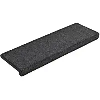 vidaXL Tapis d'escalier 15 pièces 65 x 21 x 4 cm Anthracite Bordure rectangulaire