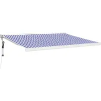 vidaXL Auvent rétractable Bleu et blanc 4x3 m Tissu et aluminium