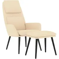 vidaXL Fauteuil relax avec pouf Crème Tissu