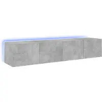 vidaXL Armoires TV murales avec lampes LED 2 pcs. Gris béton 80x35x31 cm