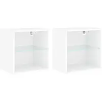vidaXL Tables de chevet murales avec lampes LED 2 pcs. Blanc