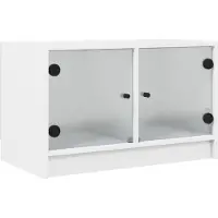 vidaXL Armoire TV avec portes en verre blanc 68x37x42 cm