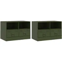 vidaXL Armoires TV 2 pcs. Vert olive 67x39x44 cm Acier