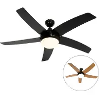QAZQA Ventilateur de plafond intelligent noir avec impression bois 132cm avec LED à intensité variable avec télécommande - Cool
