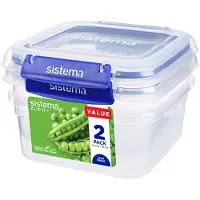 Sistema Square Klip It Plus 2Pack 1.15L, Boîte de conservation, Transparent