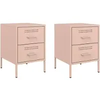vidaXL Tables de chevet 2 pcs rose 36x39x50,5 cm acier