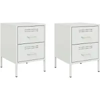 vidaXL Tables de chevet 2 pcs blanc 36x39x50,5 cm acier