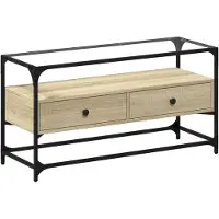 vidaXL Armoire TV avec plateau en verre Chêne Sonoma 98x35x51cm Bois composite