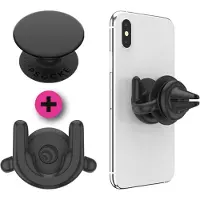 PopSockets PopPack PopMount 2 Car Vent + PopGrip Black, Support pour smartphone, Noir