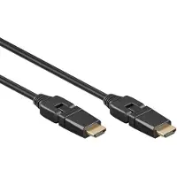 Goobay Câble HDMI haute vitesse 360° avec Ethernet (3 m), Câble vidéo, Noir